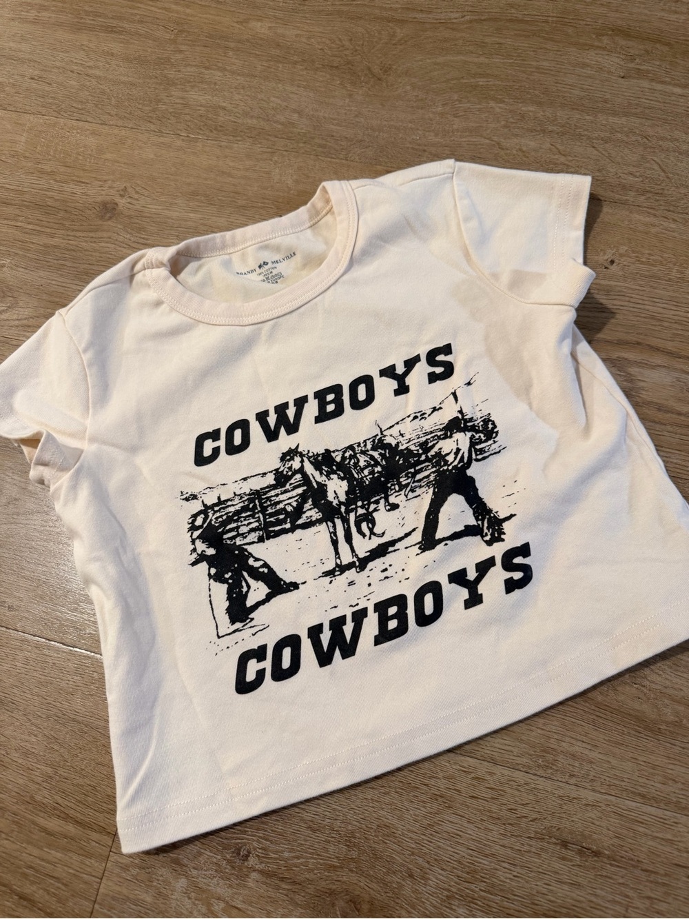 Brandy Melville Cream Cowboy Graphic Tee